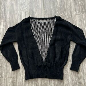 One of a kind beautiful sweater with rhinestones on see through back. Size XS/S